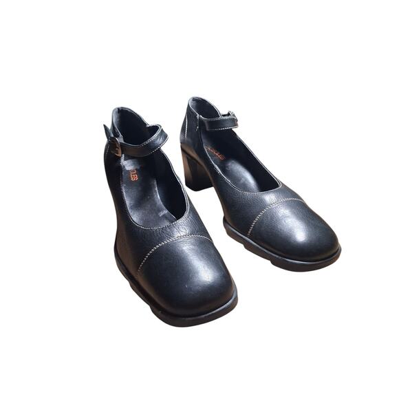 AEROSOLES Chunky Heel Mary Jane Womens size 10B Blk Leather 3" Pumps Whimsigoth - Picture 9 of 15